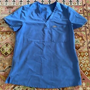 Figs Small Ceil Blue Scrub top